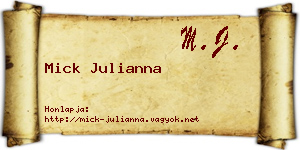 Mick Julianna névjegykártya
